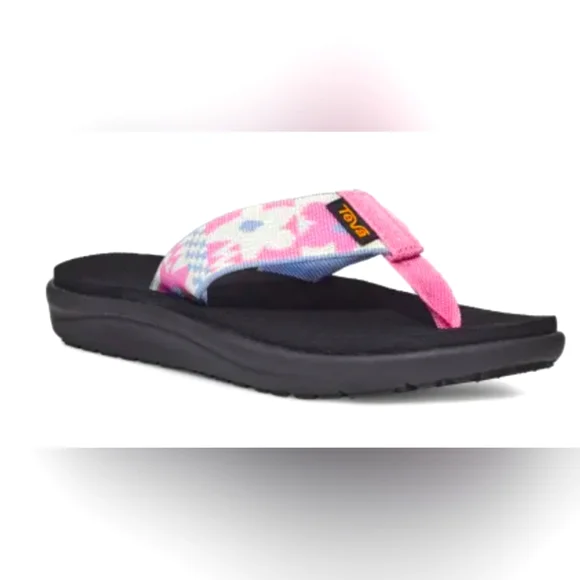 TEVA, Voya Flip Flops, Various sizes. Bold Floral Rose bloom Print. - Picture 3 of 4
